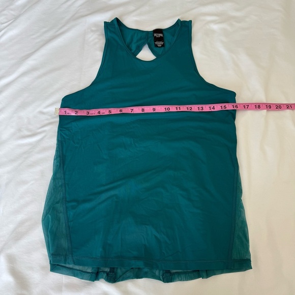 Victorias Secret Sport Workout Tank Top Green Jade Cutout Mesh Gym Active Yoga - Picture 5 of 6